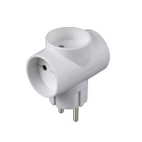 Разветвитель 3-м Т-образный без заземл. 10А 2200Вт 250В бел. DОМТОК 2662