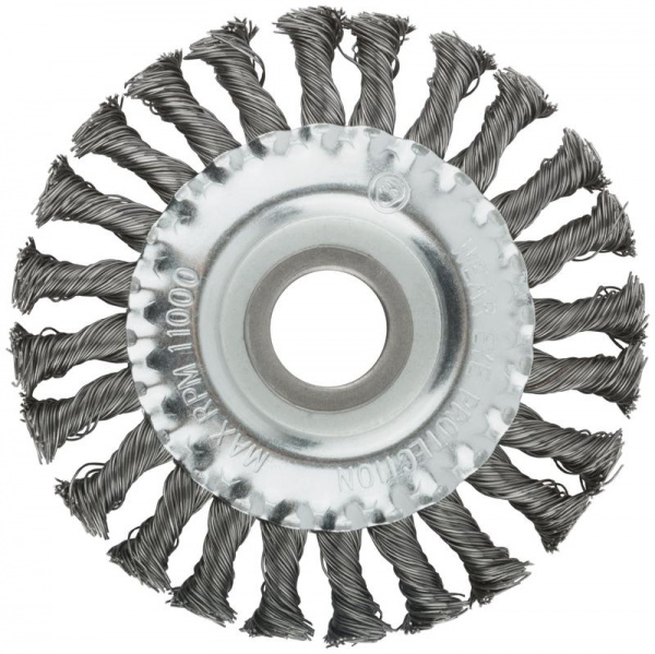 Корщетка тип "колесо" посадочный диаметр 22.2мм стальная витая проволока 125мм MOS 38930М